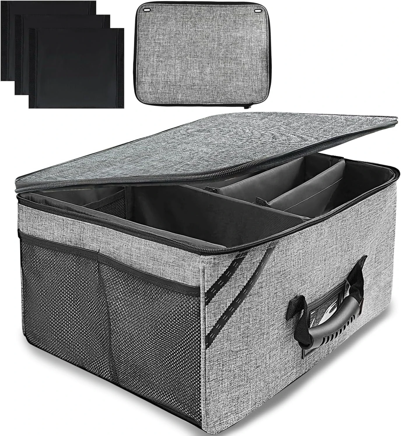 Car Trunk Organizer with Lid, Collapsible Multi Compartment SUV Organizer with Non-Slip Base Adjustable Straps