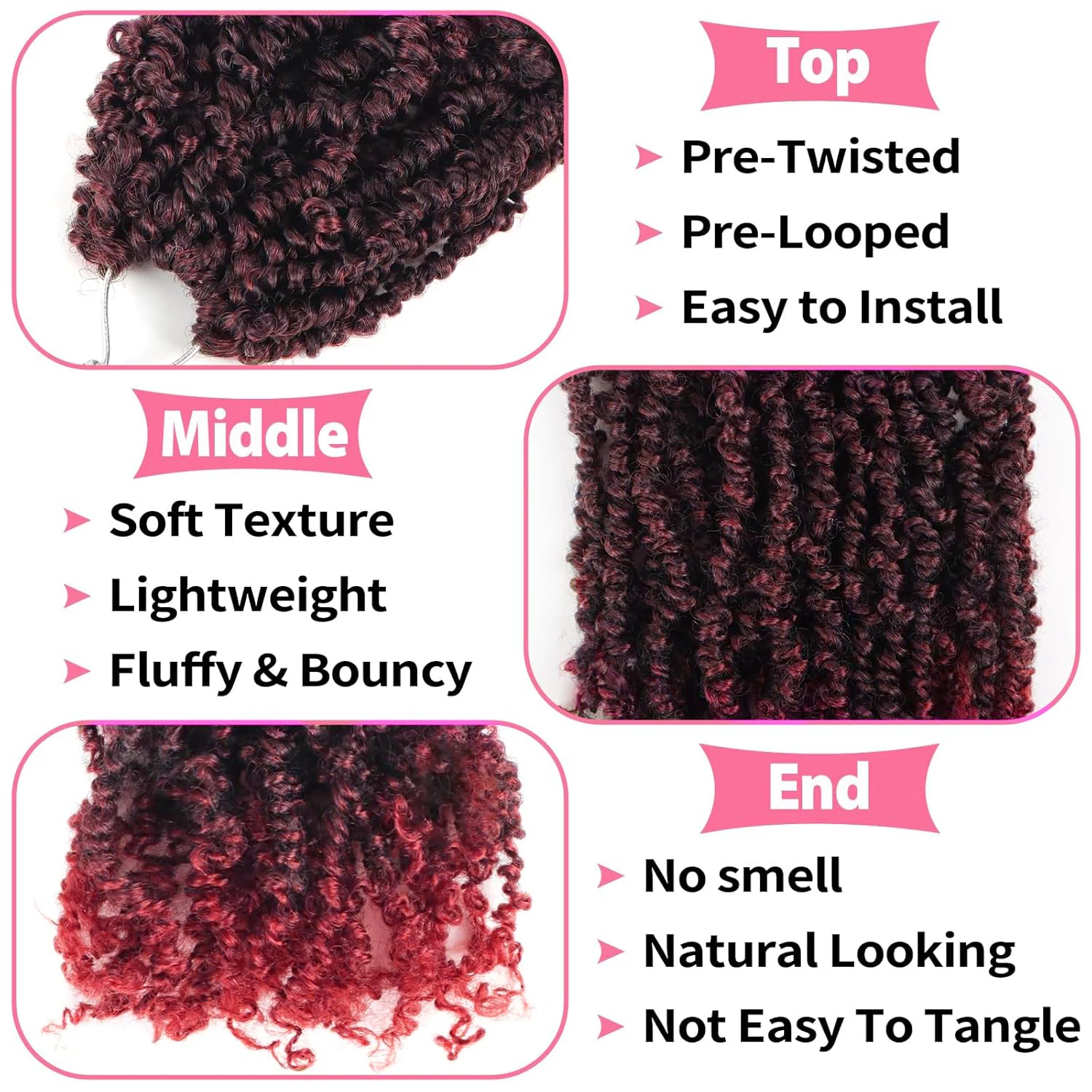 Yanky Twist Crochet Hair 12 Inch Pre Looped Mini Twist Yankee Twist Micro Yaki Twist Synthetic Curly Crochet Hair Extensions