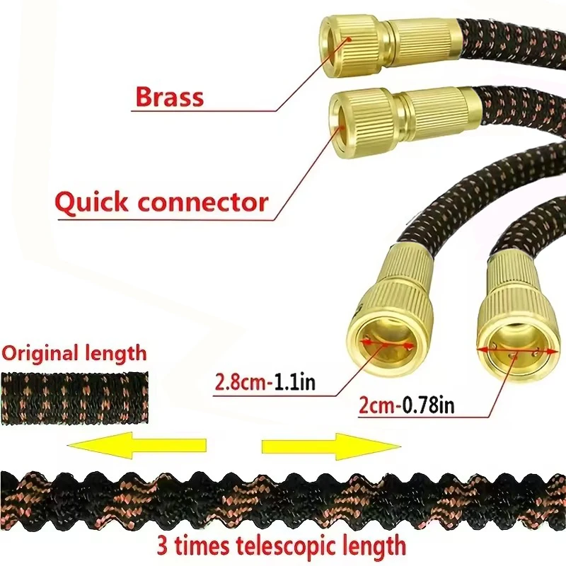 Telescopic Garden Watering Hose with High-Pressure Car Wash Gun Home Water Pipe Foam Set - Durable Flexible Outdoor Hose
