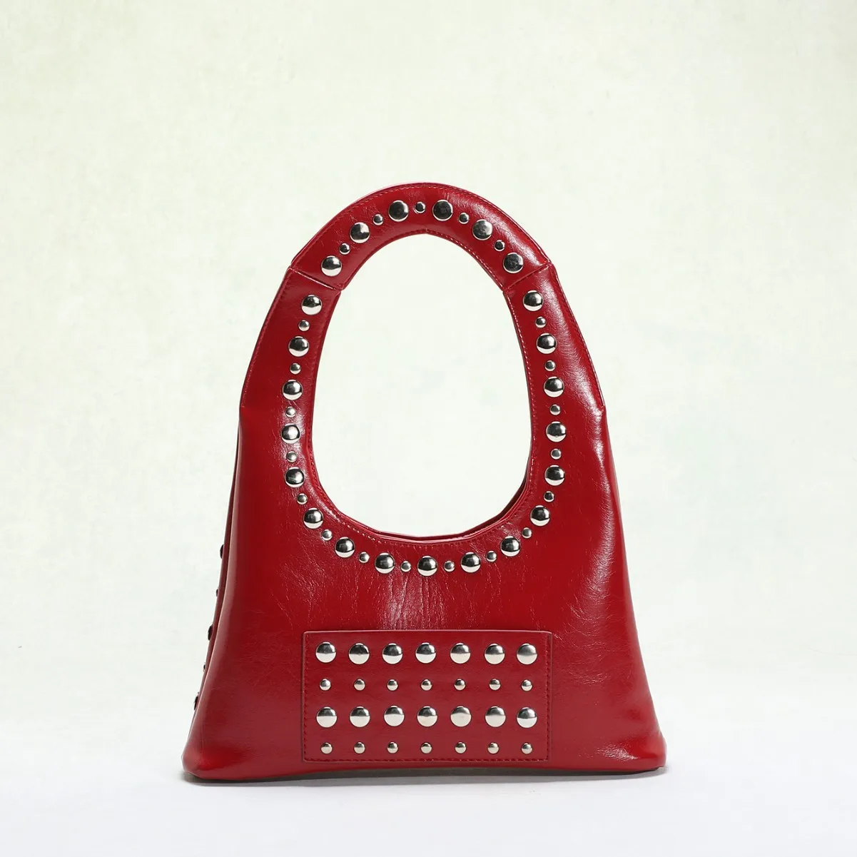 Vintage Rivet Shoulder Bags Women Punk Style Lady Handbags Burgundy Underarm Bag Fashion Trend Small Tote Female Purses 2025