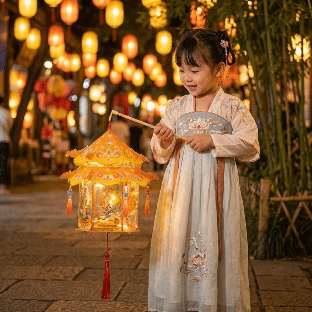 PVC Mid-Autumn Festival Lantern Portable Removable DIY Craft Material Kit Button Battery Operated Lightweight
