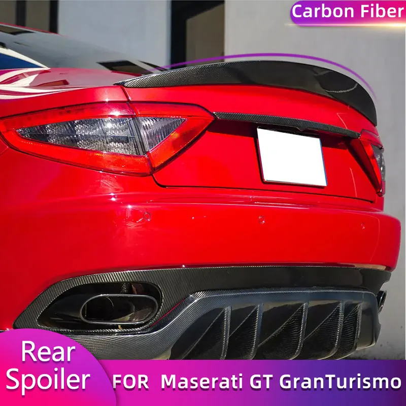 Carbon Fiber Rear Trunk Spoiler Wings for Maserati GT GranTurismo Coupe 2-Door 2012-2014 Car Rear Spoiler Boot Lid Wing Lip FRP