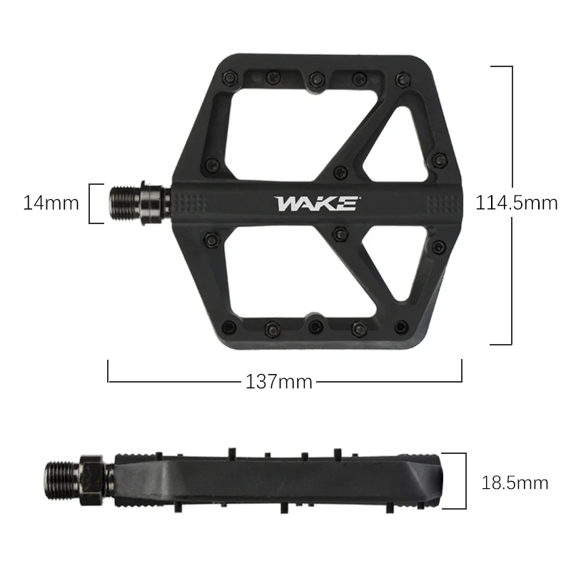 Wake Bicycle Pedals Mtb Nylon Platform Footrest Flat Mountain Bike Paddle Grip Pedalen Bearings Footboards Cycling Foot Hold