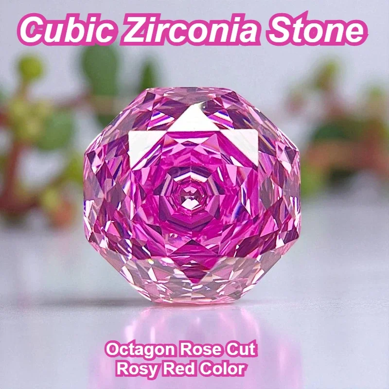 

Cubic Zirconia Stone Octagon Rose Cut Rosy Red Color Loose Stones 6mm-8mm Used for DIY Charms Jewelry Making Main Materials