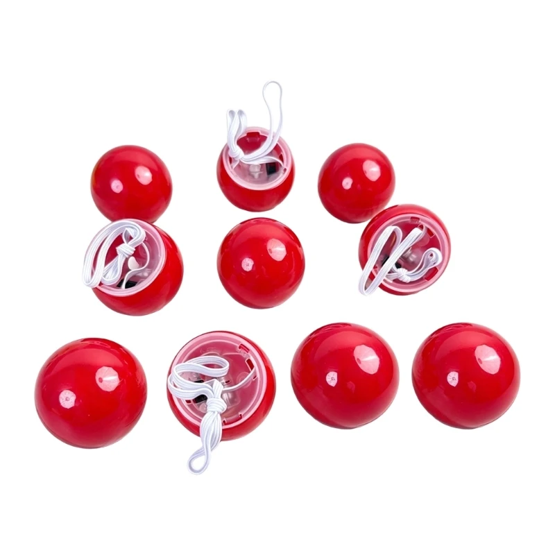 Round Red Costume Nose Set, 10 Pack LED Light Accessory with Plastic Shell for Character Makeup Looks, Theater Use, and D0LD