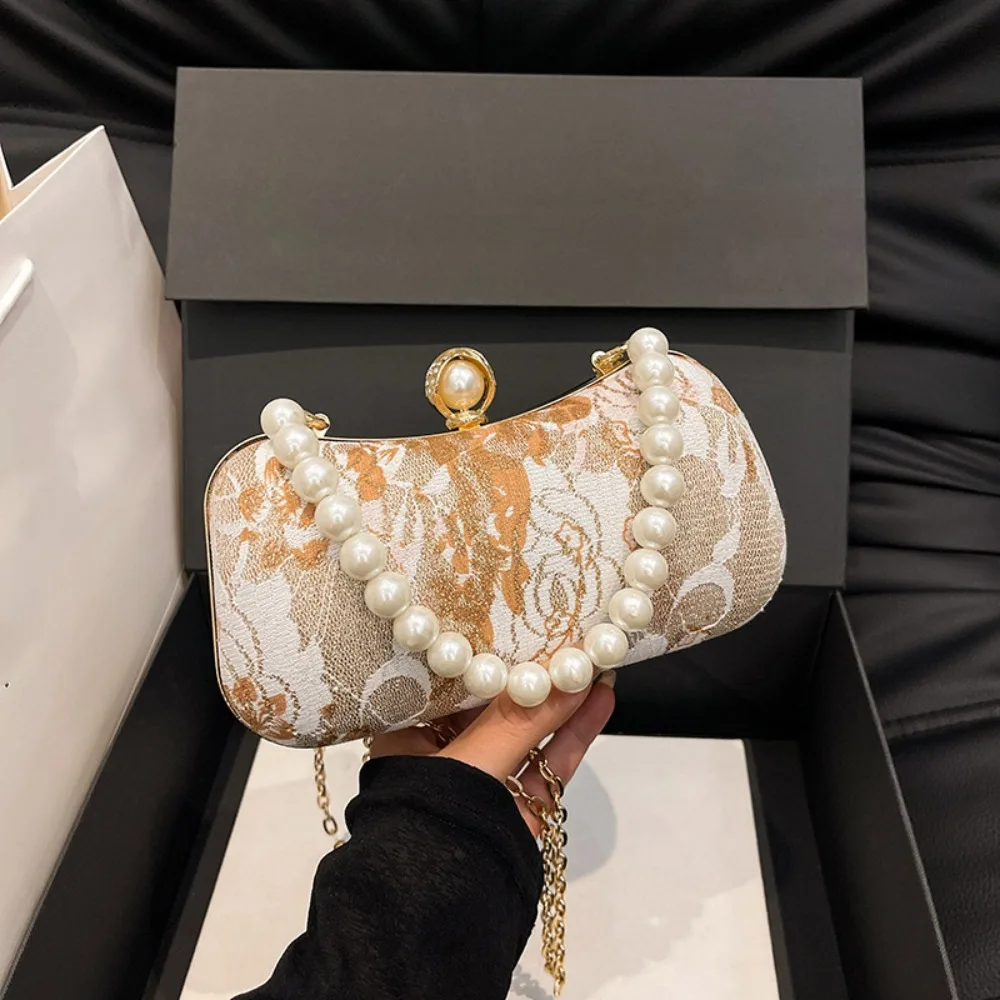 إكسسوارات شيونغسام حقيبة مأدبة شيونغسام حقيبة معصم على الطراز الصيني الجديد حقيبة يد هانفو مقبض لؤلؤي سعة كبيرة