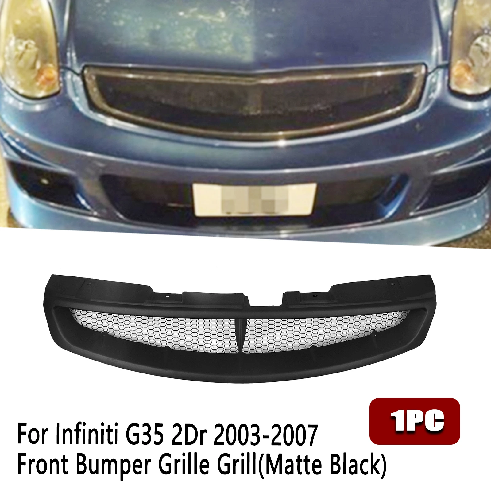 Car Front Bumper Grille Cover For Infiniti G35 2003-2007 Coupe 2 Door