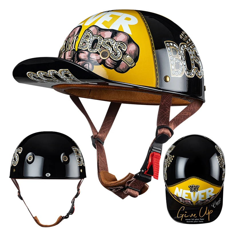 Retro zomer motorfiets halve helm ademend vintage open gezicht ontwerp lichtgewicht pet voor cruiser scooterrivers