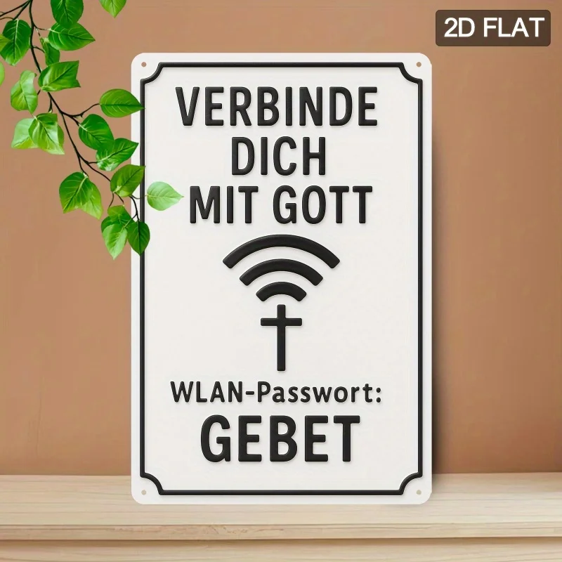 2D Flat, 1pc Humorous Religious Wifi Metal Sign - 