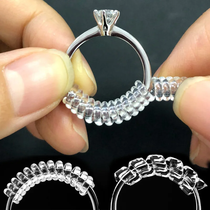 

4pcs Invisible Spiral Based Ring Size Adjust Guard Clear Insert Tightener Reducer Resizing Fitter Jewelry Tools For Any Rings