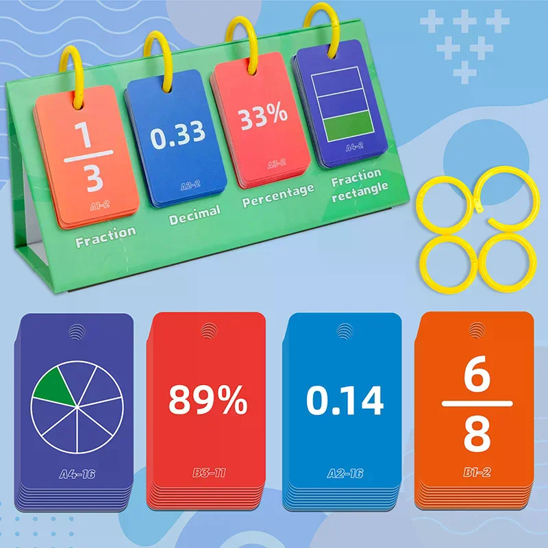 104PCS Decimal Fraction Percentage Conversion Cards Table Model Education Card Thinking Cognition Training Kids Educational Toys
