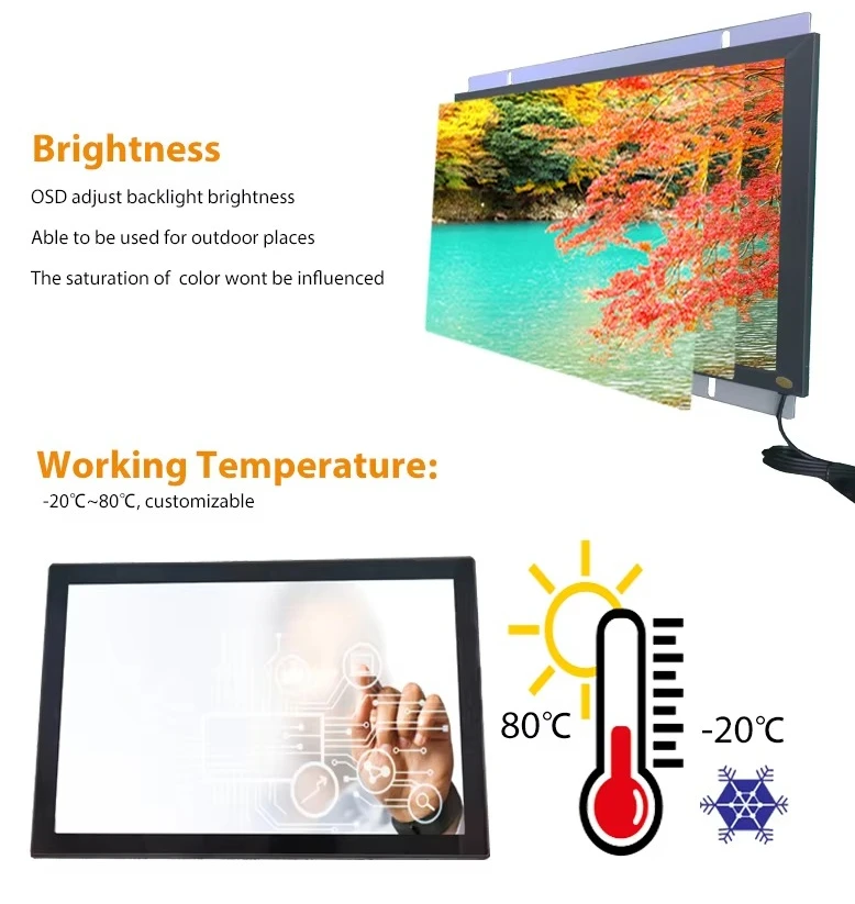 Touch screen displays for kiosk touch displays for interactive touch screen applications