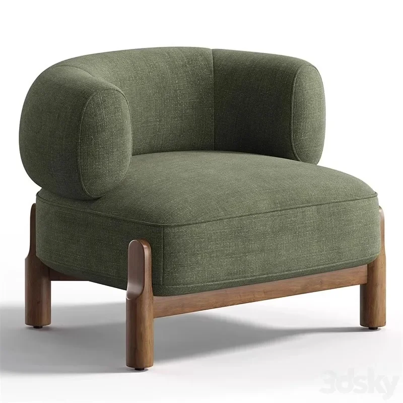 Nordic light luxury solid wood sofa chair designer living room balcony leisure hotel cafe reception negotiation chair