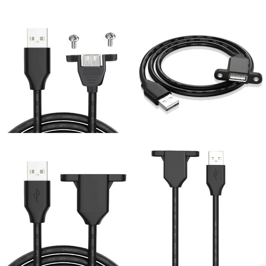 27RA USB 2.0 A Male To A Female Extension Cable With Panel Mount, Fast Data Sync And