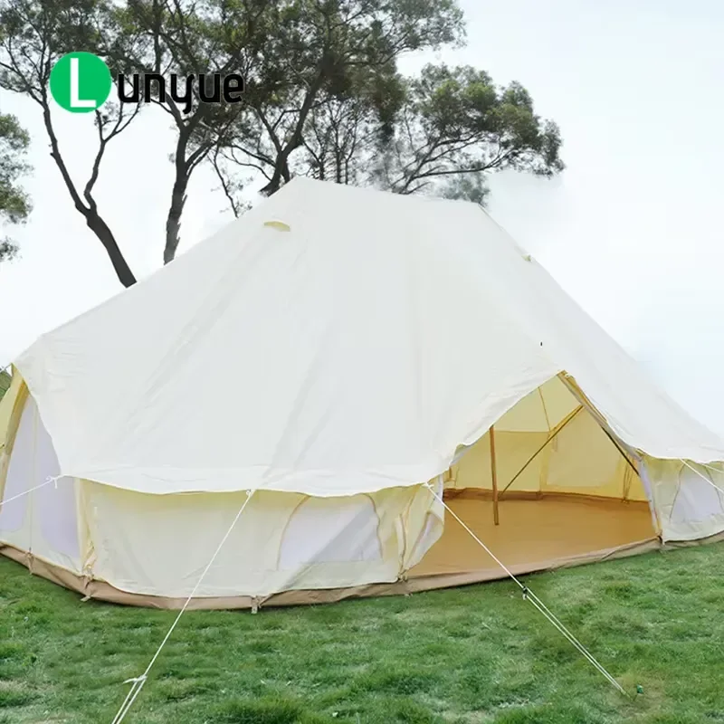 900D Oxford Cloth Camping Tent 4x6m Flame Retardant Sun Protection Cotton Canvas Outdoor Shelter for Four Seasons Use