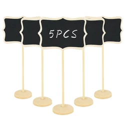 5pcs Blackboard Wooden Chalkboard Mini Wood Message Notice Board Bridal Shower Table Garden Decor Birthday Party Home Decor Sign
