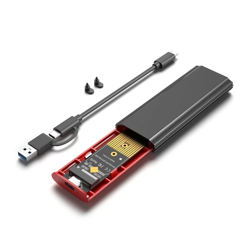 Custodia M.2 NVMe Scatola di archiviazione SSD USB 3.2 10Gbps 6Gbps Doppio protocollo Custodia esterna per unità a stato solido M2 HD Disco rigido senza attrezzi