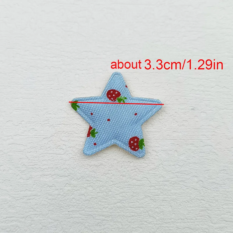 60 Stück, 3,3 cm, niedliche Erdbeer- und Stern-Applikationen zum Aufnähen, für Kinder-Haarreifen, Haarspangen, Accessoires, Hüte und zur Dekoration. – Detail 1