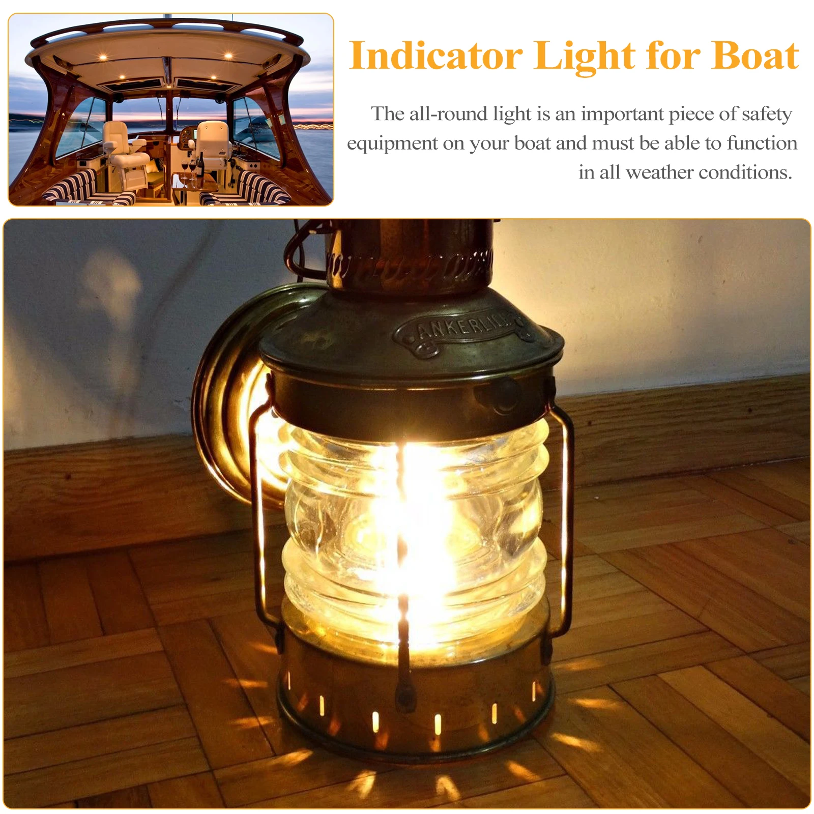 

All Around Anchor Light Marine Navigation Lights Bulb Boat Transparent Glass Ship