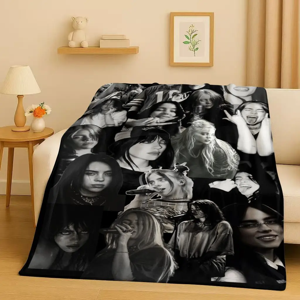 Customize 3D Billie Eilish Hit Me Hard and Soft Singer Flannel Blanket,Ultra Soft Warm Plush Throw for Home Bedroom Bed Sofa Cov