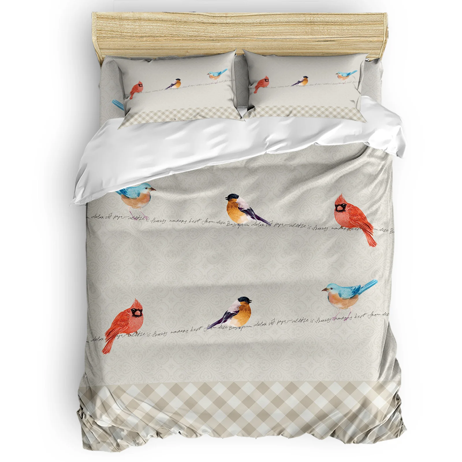 

Farmhouse Idyllic Animals Birds Cardinal Birds Comfortable Household Goods Bedroom Bed Luxury Duvet Cover 2/3/4 Pieces