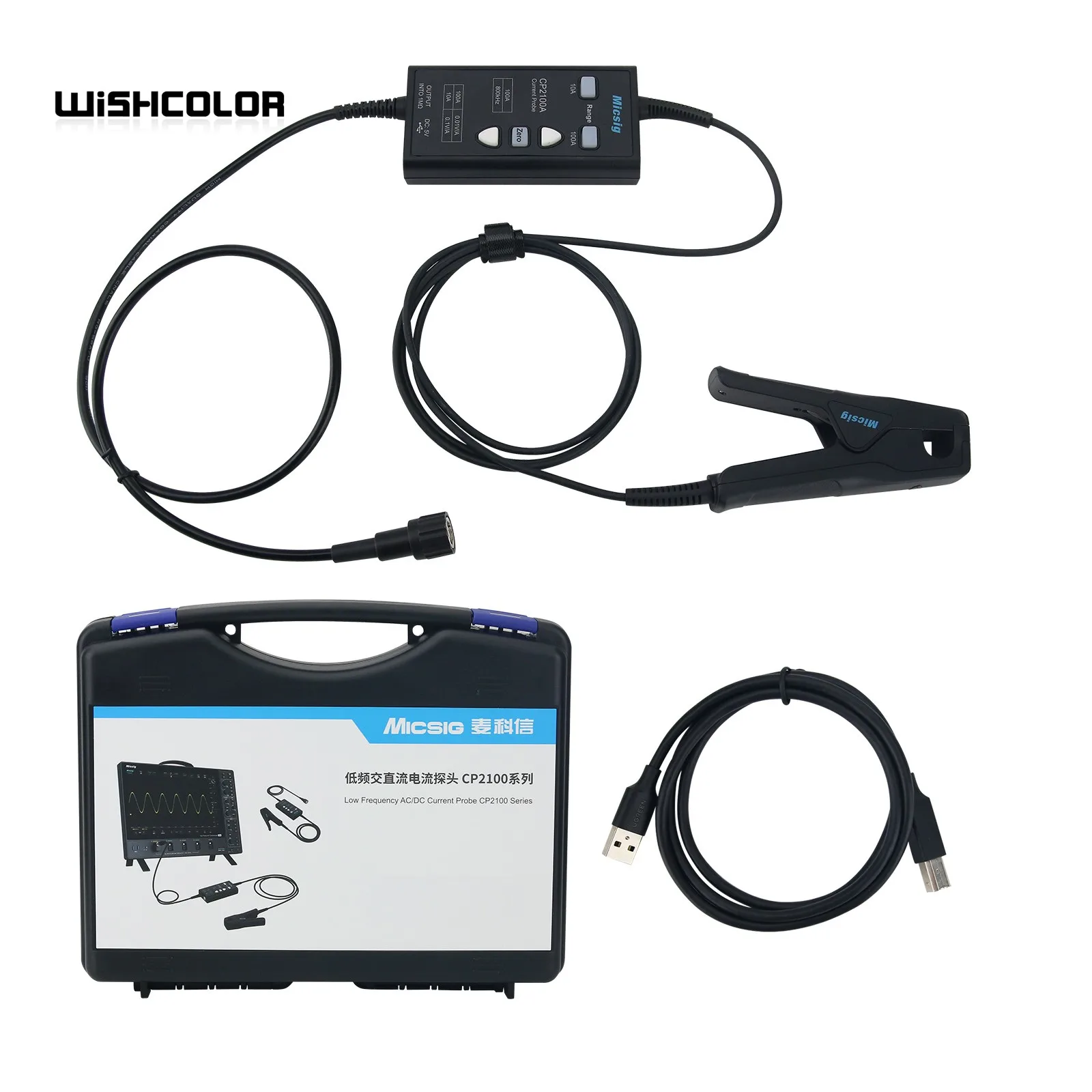 Micsig CP2100A 800 كيلو هرتز 10A/100A التيار المتناوب تيار مستمر التحقيق الحالي USB بالطاقة لراسم الذبذبات مع واجهة BNC
