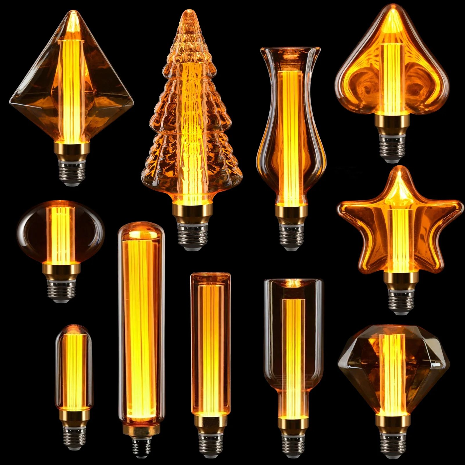 Retro LED Edison Bulb 85V-265V E27 3W Light Bulb ST64 G80 DT45 Vintage Lamp Chandelier Decorative Light Christmas Firework Lamp