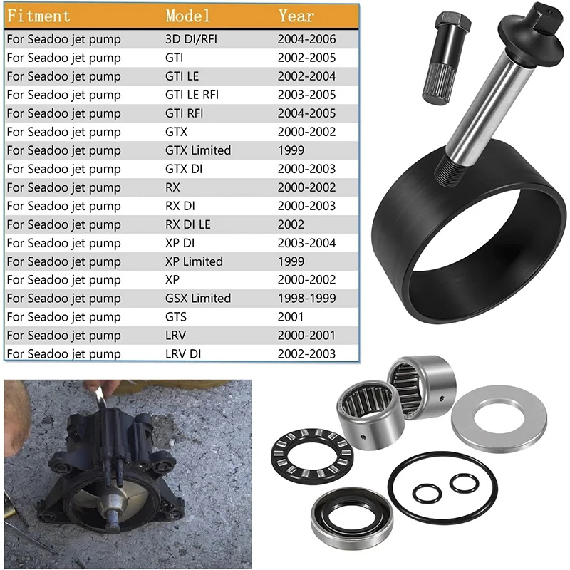 Complete Jet Pump Rebuild Kit and Impeller Removal Installation Tool Fit for 1994-2002 SeaDoo RFI GS GSI GSX GTI GTX HX SP SPI S