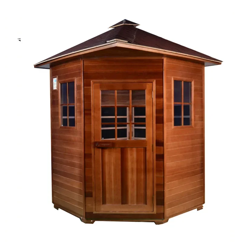 Luxury portable red cedar material outdoor freestanding wooden sauna