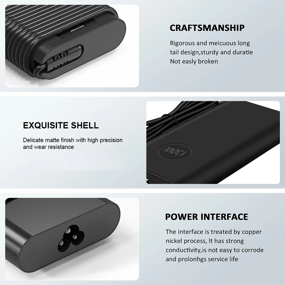 อะแดปเตอร์ชาร์จพกพาแบบ Type-C 130W 20V 6.5A สำหรับแล็ปท็อป Dell XPS 15 17 และ Dell Precision 5550 3560