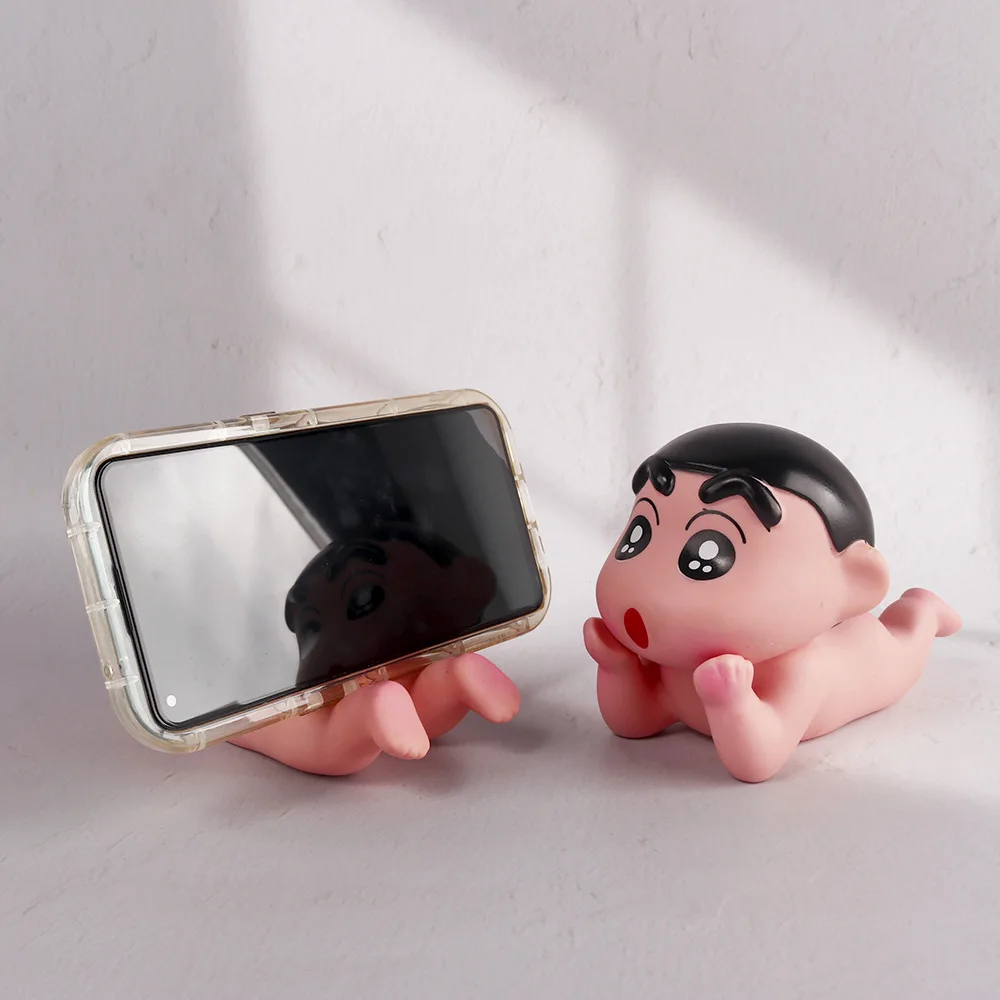 クレヨンしんちゃんアニメフィギュア漫画かわいい電話ホルダーデスクトップ装飾品モデル PVC コレクション像誕生日おもちゃギフト
