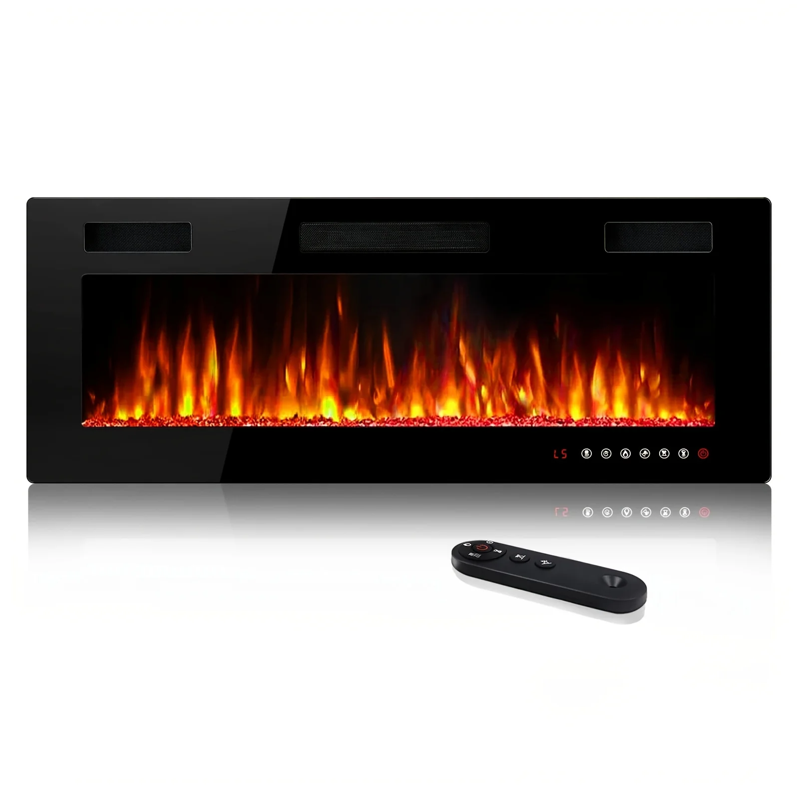 

60" Electric Fireplace, Ultra-Thin And Silent Linear Fireplace with Touch Screen Control Panel And 8H Timer, Recessed Wall Mount