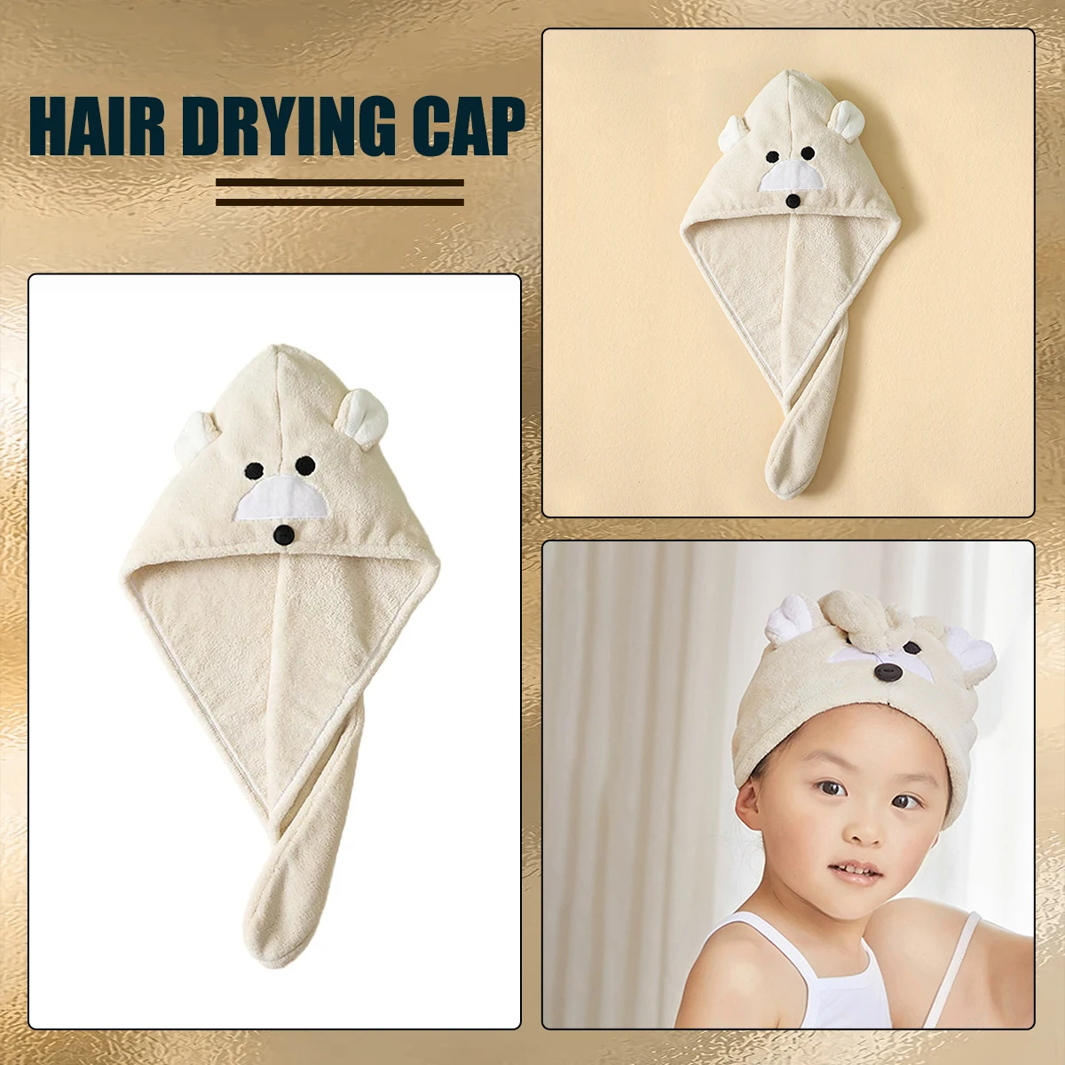 

Children'S Microfiber Turban, Dry Hair Towel, With Buttons, Girls Anti-Frizz, Absorbent Hair Towel, Turban, Twist Turban