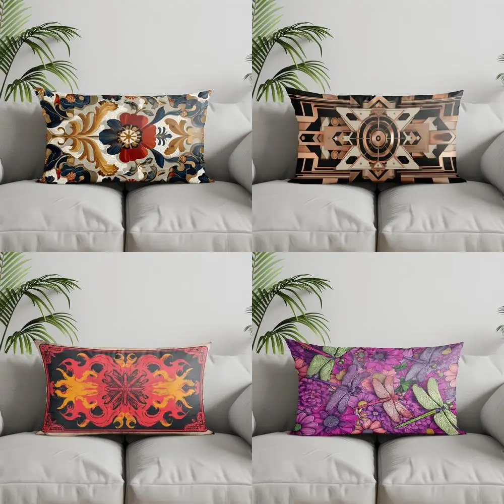 

Home Decor Vibrant Floral Rectangle Pillow Suitable For Sofa Bedroom Car Pillow Cover Cushion Rectangular Back Cushion