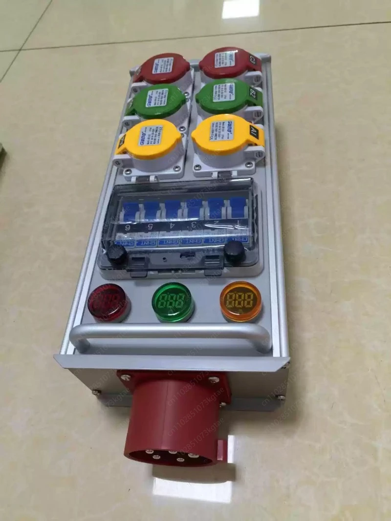 Stage Power Distribution Box, 6-Way 16A Outlet Panel with Breaker, Fuge Stage Power Socket for LED Screen, Lighting & Event
