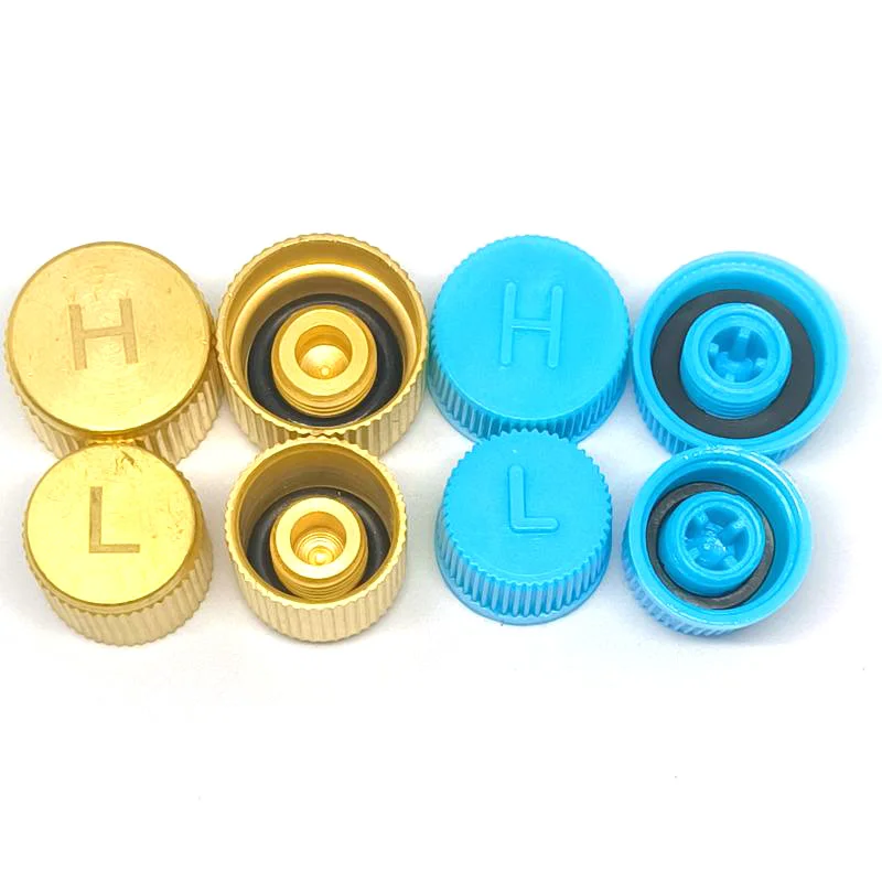 4PCS Copper Automobile Air Conditioner R134A Valve Core Cover Refrigerant Valve Dust Caps High And Low For Asian Cars