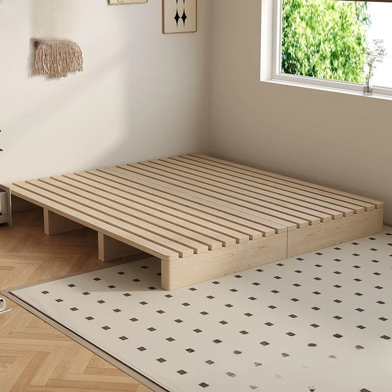 Tatami floor low bed, Japanese style bed frame, moisture-proof frame, all solid wood flooring, rental house bed frame, floor to