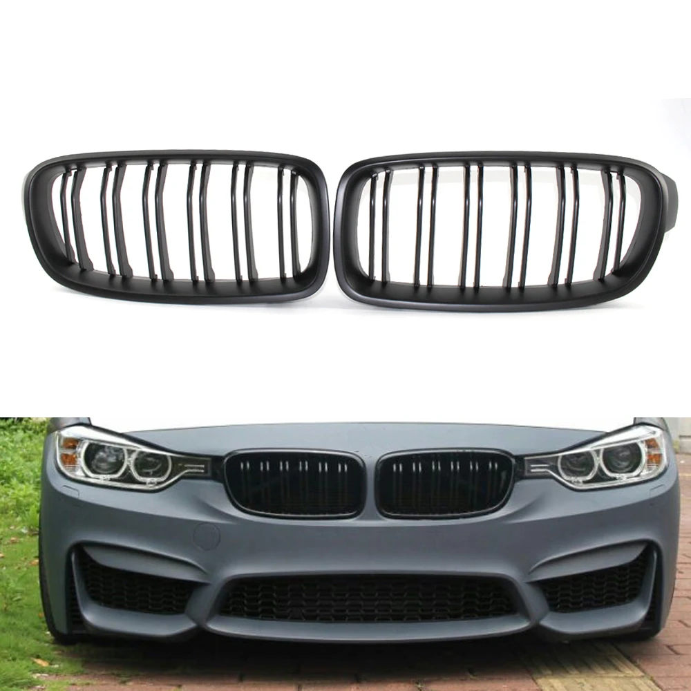 

2 шт., матовая черная гоночная решетка с двумя планками, подходит для BMW 3 серии F30 F35 2012-15 ABS 320i 328i 330i 335i