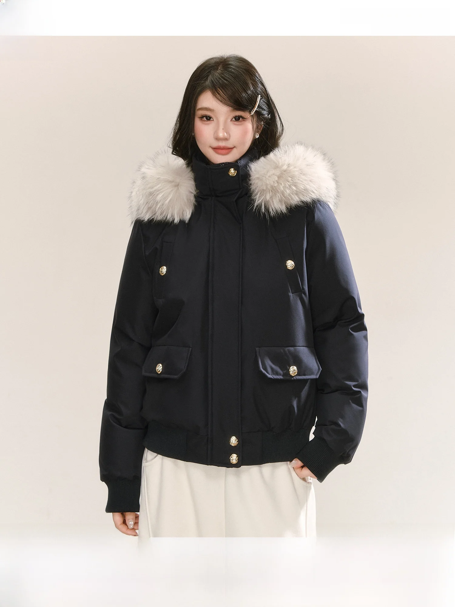 

Корейская женская пуховая куртка с капюшоном, 90% белый пух, теплая, утолщенная, с длинными рукавами, стандартный крой, на молнии