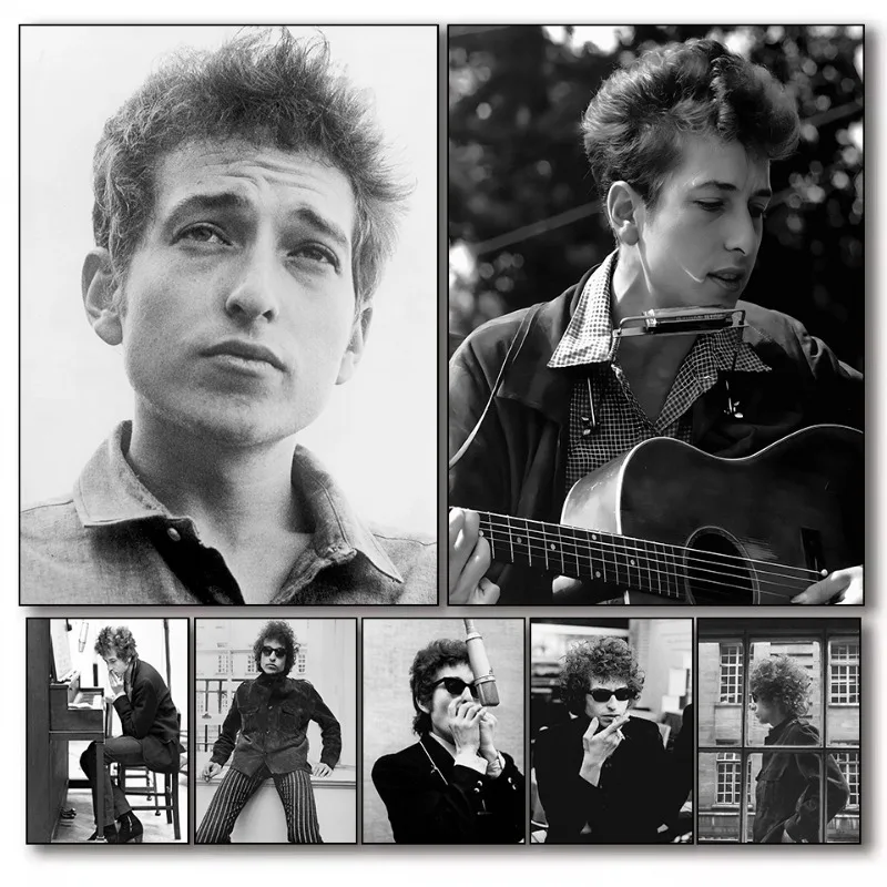 Black and White Bob Dylan Series Poster Print Canvas Pictures Home for Living Room Bedroom Wall Modern Decor Frameless Painting