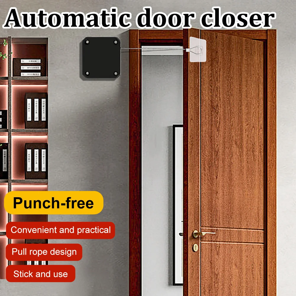 Door Closer Automatic Closing Sliding Latch 500/800/1000g Pull Punch-free for Sliding Mesh Closer Closed for Refrigerator