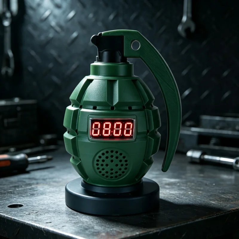 Grenade Shaped Alarm Clock Loud Alarm Clock for Heavy Sleeper Battery Operated Digital Alarm Clock for Bedroom Bedside Table