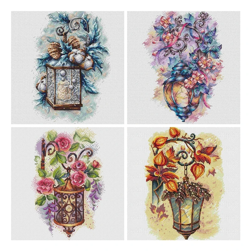 

Cross-stitch set 28CT, 18CT, 14CT, 11CT Optional printed fabric handmade material pack saga flower lantern