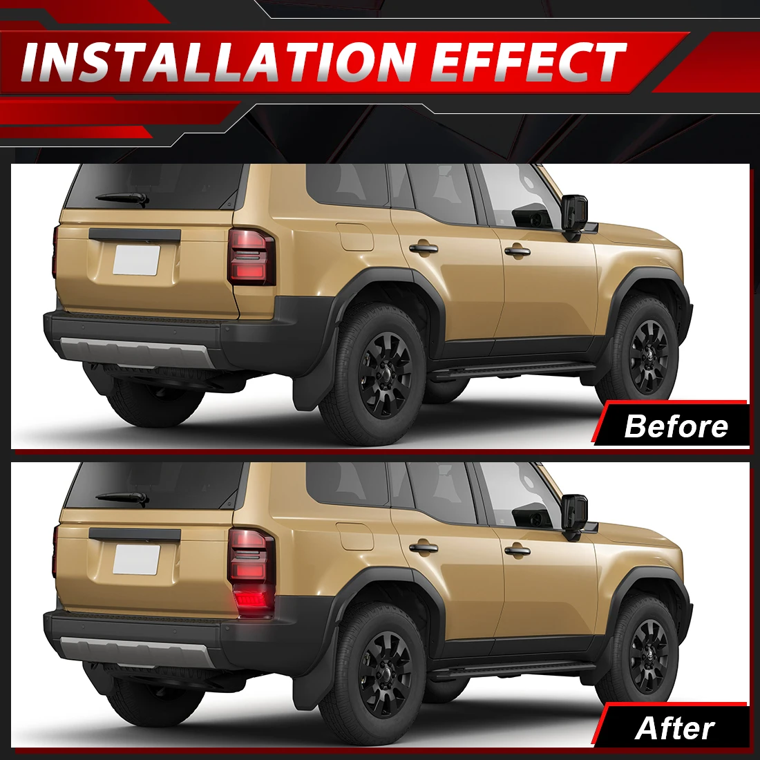 مصباح الضباب الخلفي لتويوتا لاند كروزر 250 برادو LC250 2024 2025 LED المصد الخلفي ضوء الذيل مصباح بدوره إشارة الفرامل ضوء جزء السيارة