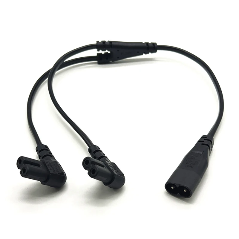 1PCS IEC 320 C8 2Pin Male to 2 X C7 Female Y Split Power Cable IEC 320 C7 to C8 Extension Cords C8 Male to C7 Female