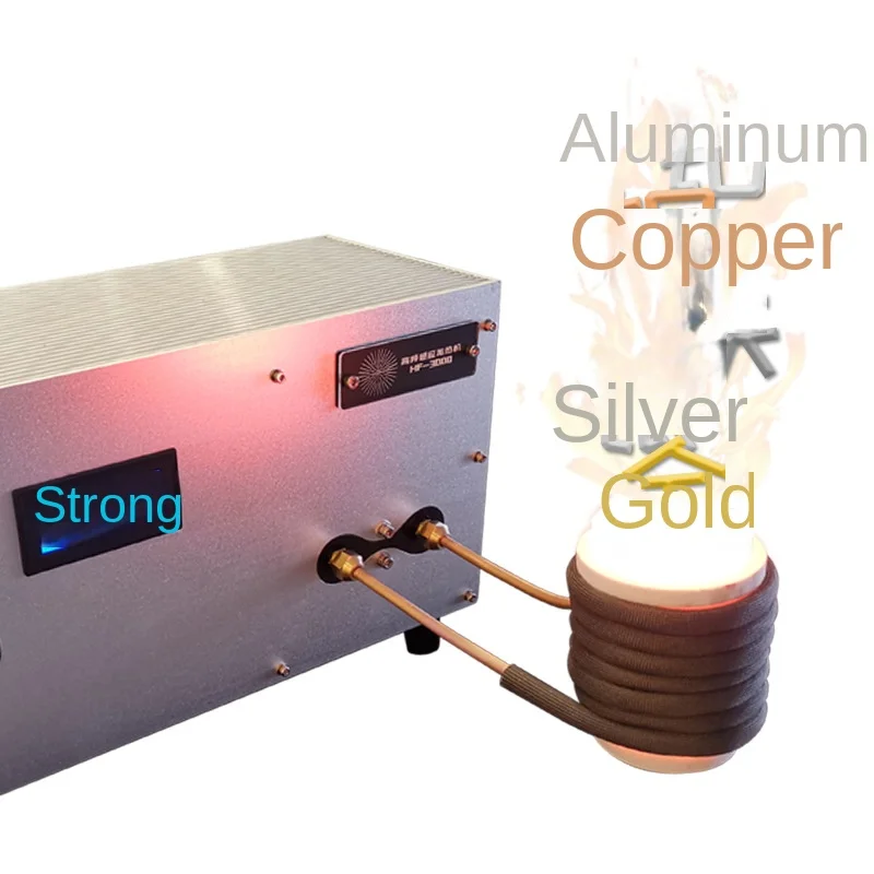 3000W ZVS High Frequency Induction Heating Machine Melting Gold Silver Furnace Iron Parts Quenching and Annealing+ Crucible