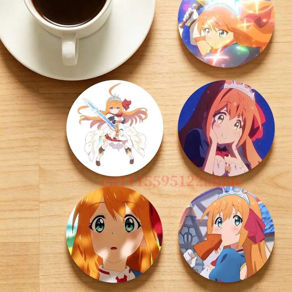 P-Princess Connect Re Dive Pecorine Wooden Cup Mat Cappuccino Vodka Juice Water Coaster for Flower Shop