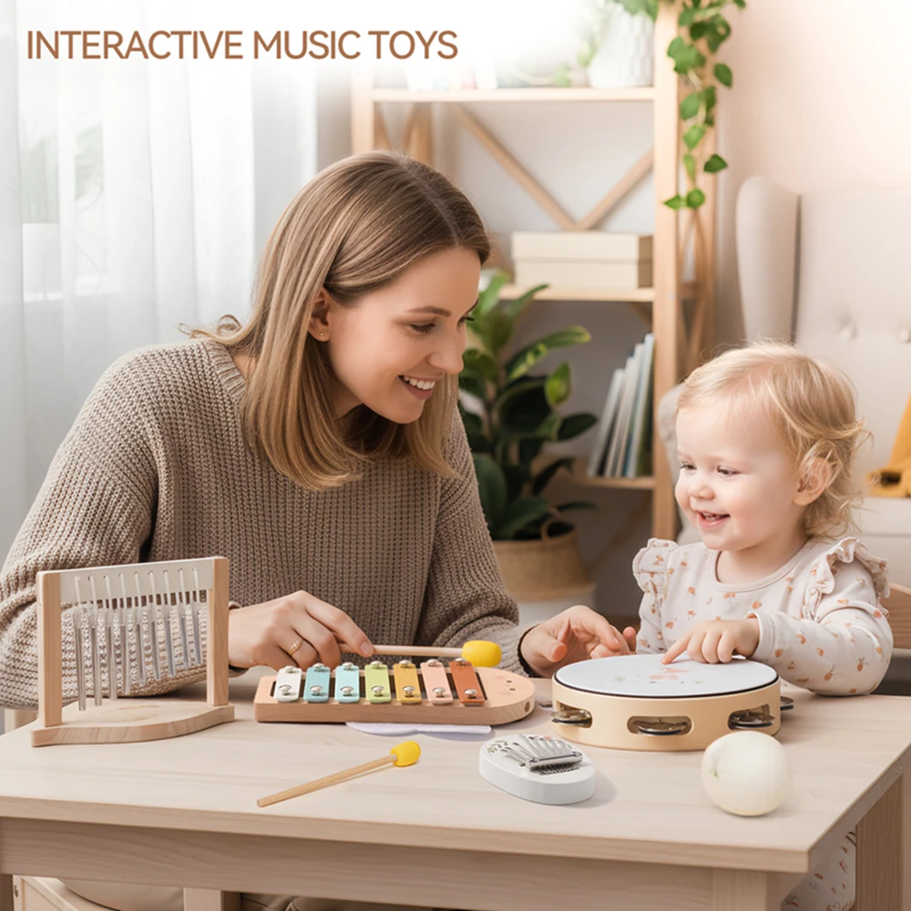 Instrumentos musicais do bebê montessori 0-12m brinquedos de música tambor xilofone sinos de vento crianças cedo educacional recém-nascidos instrumentos presente