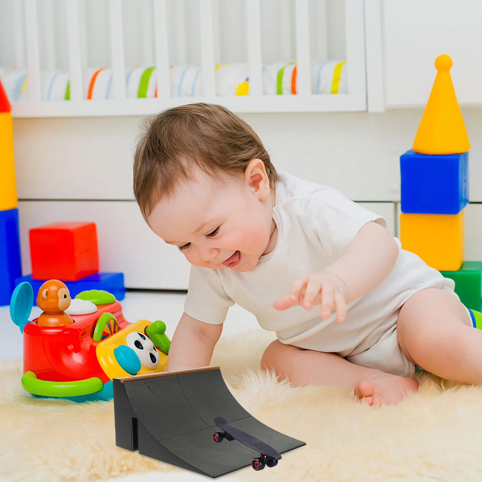 2 قطعة مجموعة منحدر لوح التزلج البلاستيكي حديقة تزلج عقبة لممارسة البراعة منحدر صغير أداة تحدي التزلج