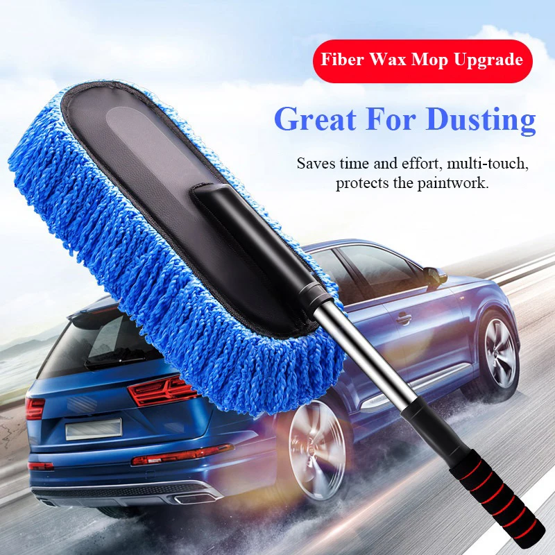 

Retractable Car Wax Tow Soft Microfiber Auto Cleaning Brush Duster Mop Bodywork Dirt Dust Wash Brush Tool Automobile Accessories